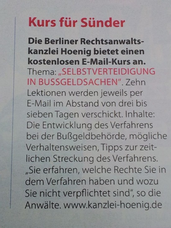 Motorrad-Artikel Kurs für Sünder