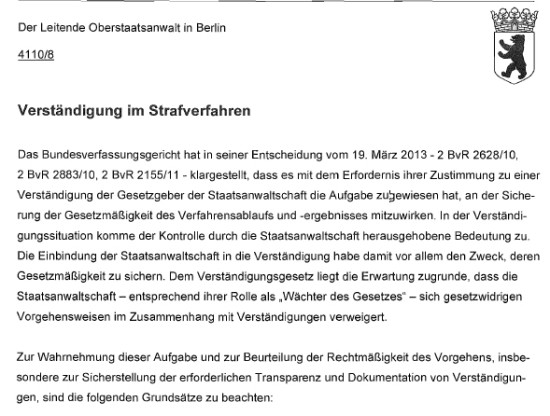 Verständigung im Strafverfahren