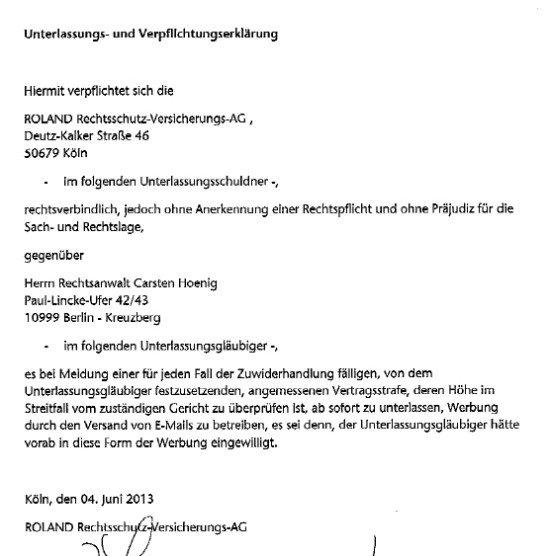 Unterlassungserklärung