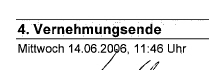 vernehmungsende vernehmungsende