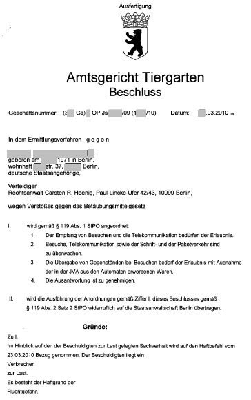 Beschluss - 119 StPO