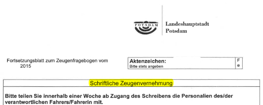Schriftliche Zeugenvernehmung in Bußgeldsachen – Vier Strafverteidiger