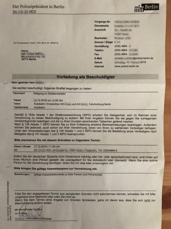 Vorladung als Beschuldiger Was tun? Verkehrsstrafrecht
